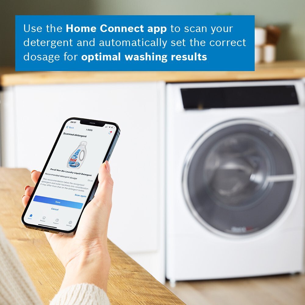 Bosch WNC25410GB Series 8 i-Dos Washer Dryer, 10kg/6kg, 1400 Spin, White, D Rated