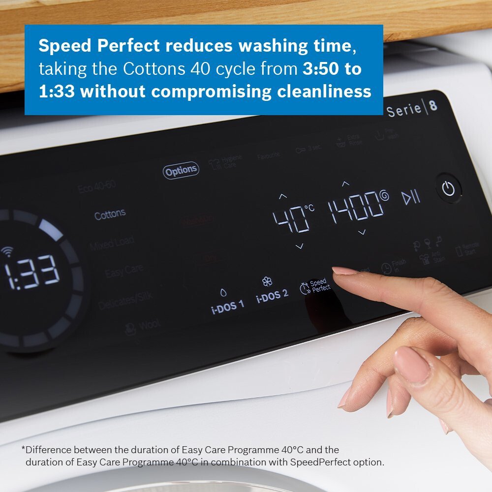 Bosch WNC25410GB Series 8 i-Dos Washer Dryer, 10kg/6kg, 1400 Spin, White, D Rated