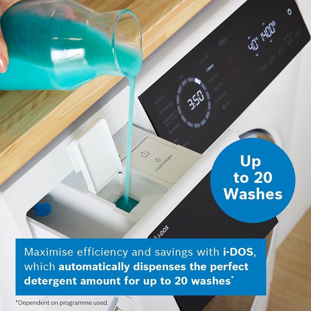 Bosch WNC25410GB Series 8 i-Dos Washer Dryer, 10kg/6kg, 1400 Spin, White, D Rated