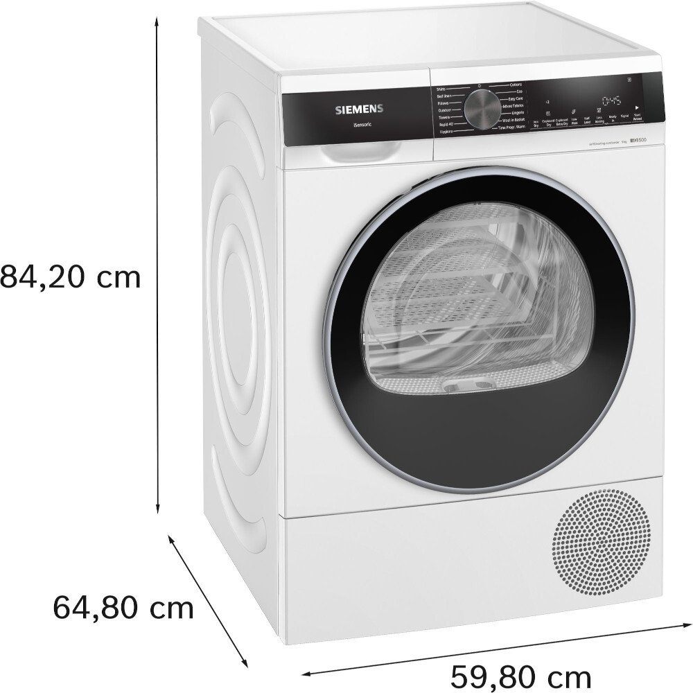 Siemens WQ45G203GB iQ500 Heat Pump Tumble Dryer, 9kg, White, A+++ Rated