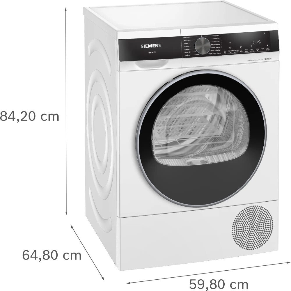Siemens WQ45G203GB iQ500 Heat Pump Tumble Dryer, 9kg, White, A+++ Rated