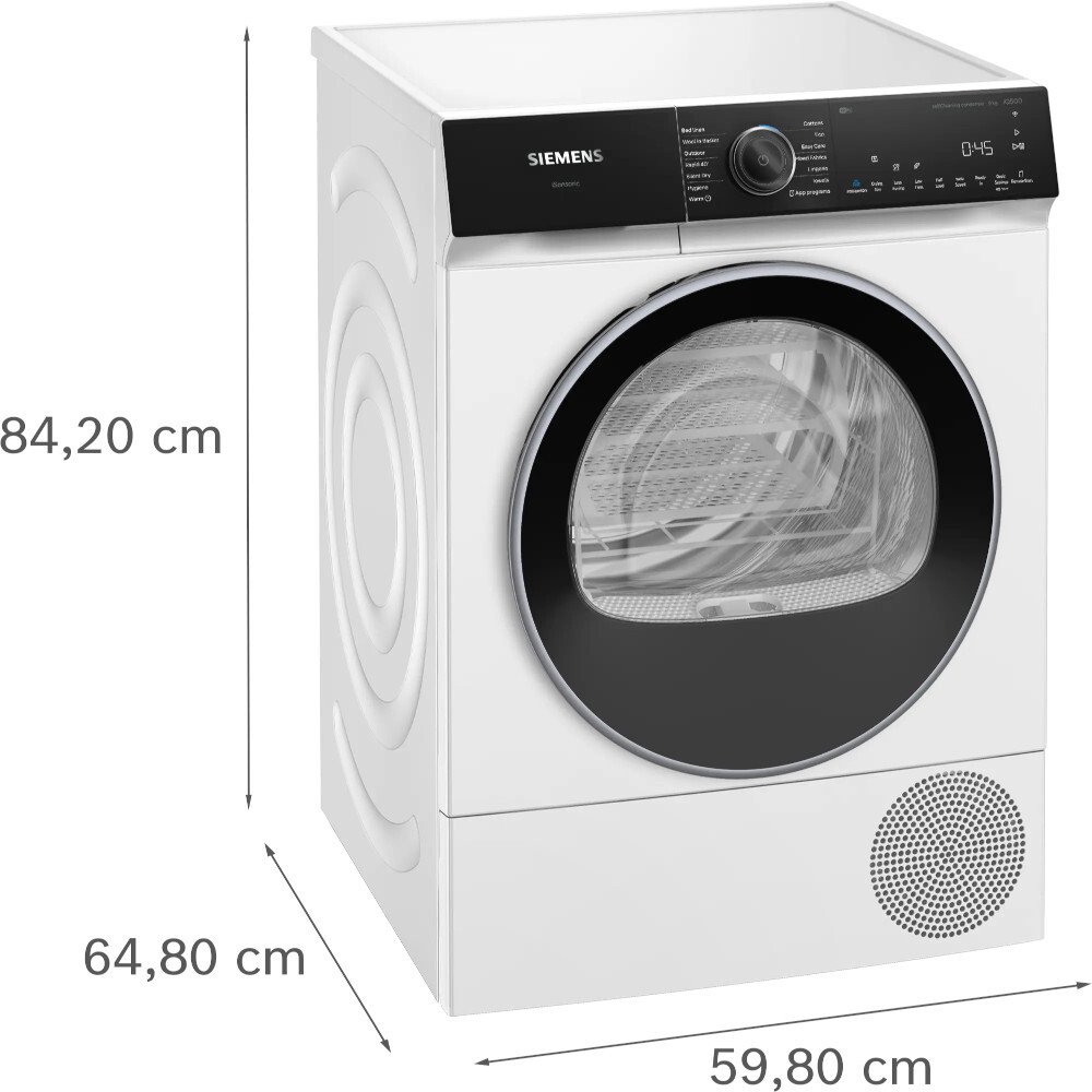 Siemens WQ46H2D9GB iQ500 Heat Pump Tumble Dryer, 9kg, White, A+++ Rated