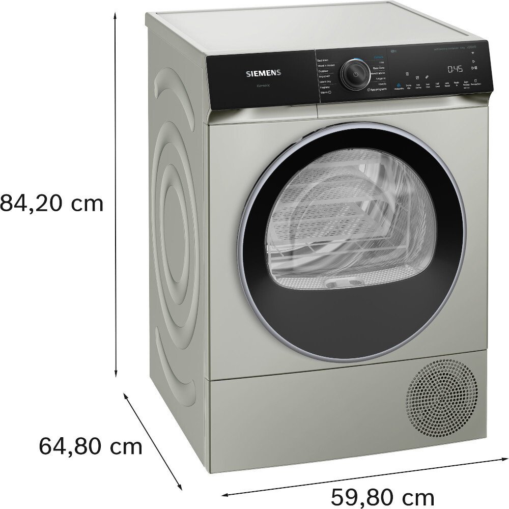 Siemens WQ46H2DXGB iQ500 Heat Pump Tumble Dryer, 9kg, Silver, A+++ Rated