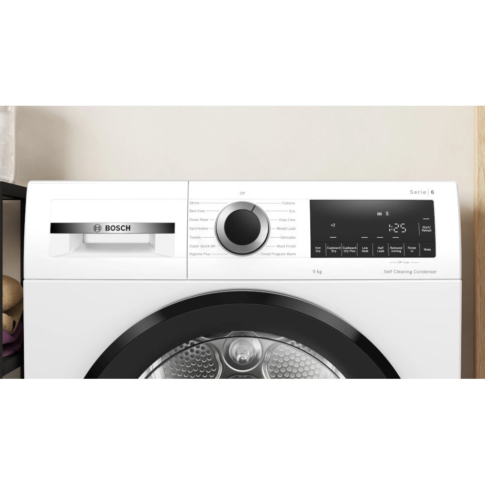 Bosch WQG24502GB Series 6 Heat Pump Tumble Dryer, 9kg, White, A+++ Rated