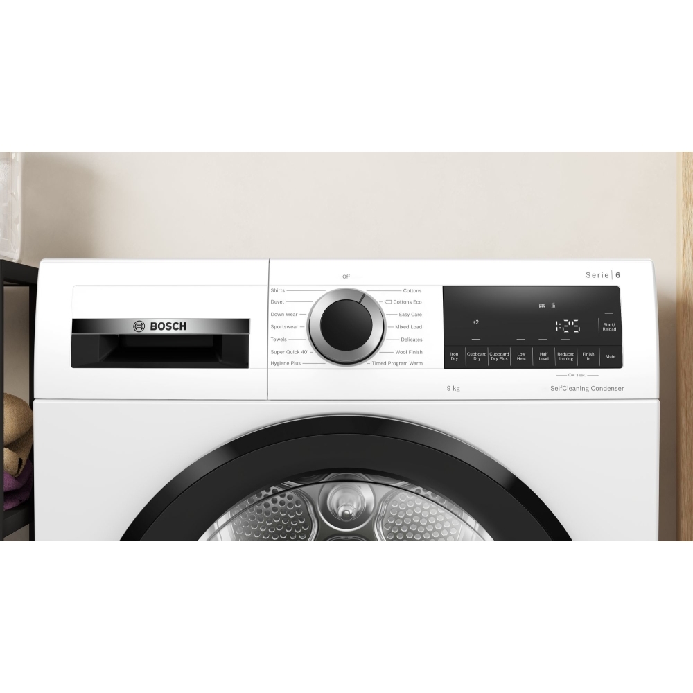 Bosch WQG24509GB Series 6 Heat Pump Tumble Dryer, 9kg, White, A++ Rated