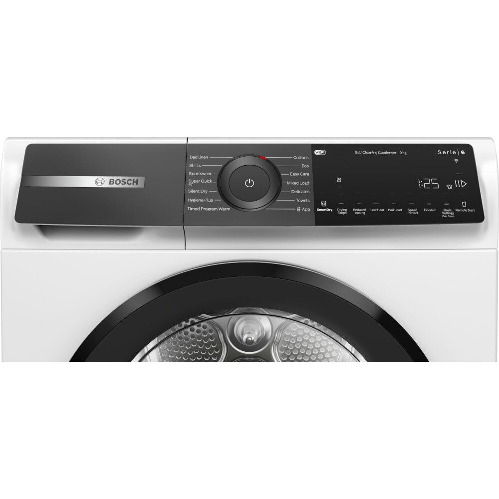 Bosch WQH246D9GB Series 6 Heat Pump Tumble Dryer, 9kg, White, A+++ Rated