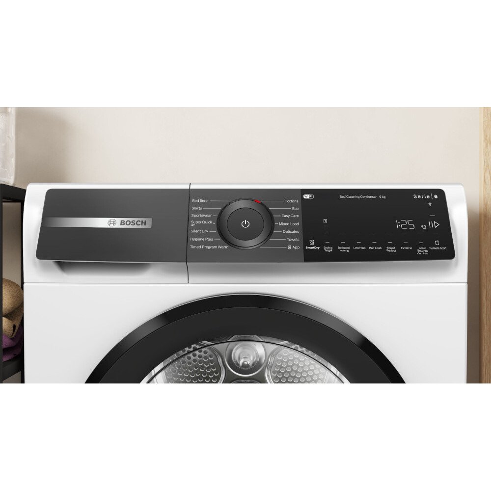 Bosch WQH246D9GB Series 6 Heat Pump Tumble Dryer, 9kg, White, A+++ Rated