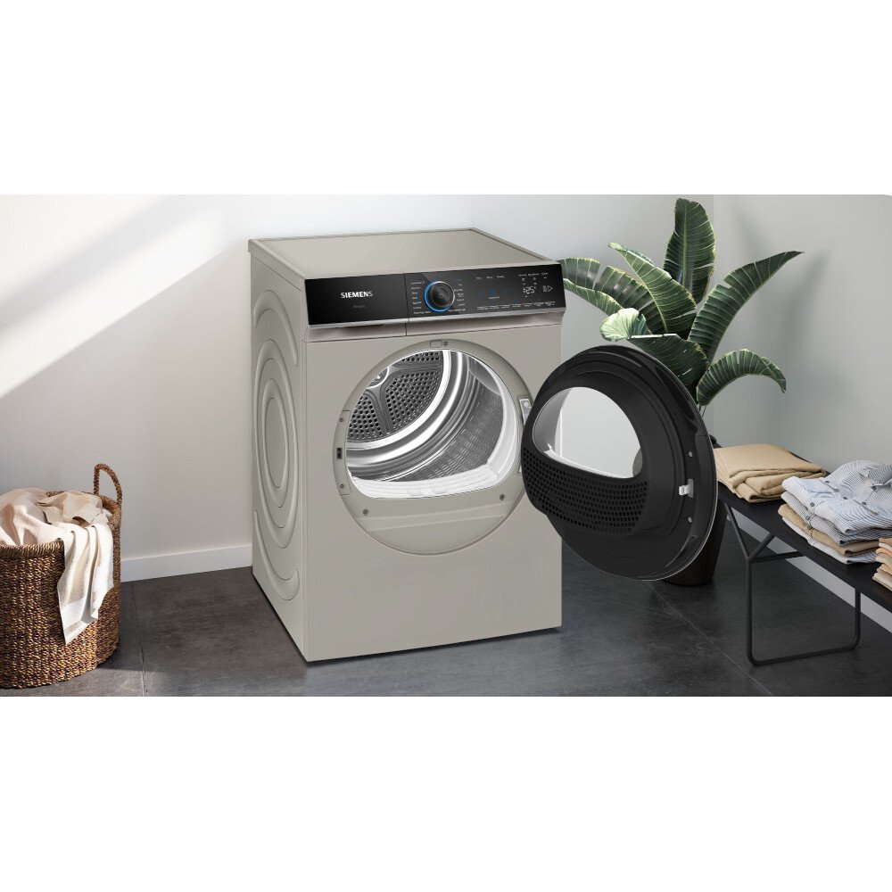 Siemens WR47B2CSGB iQ700 Heat Pump Tumble Dryer, 9kg, Silver, A+++ Rated