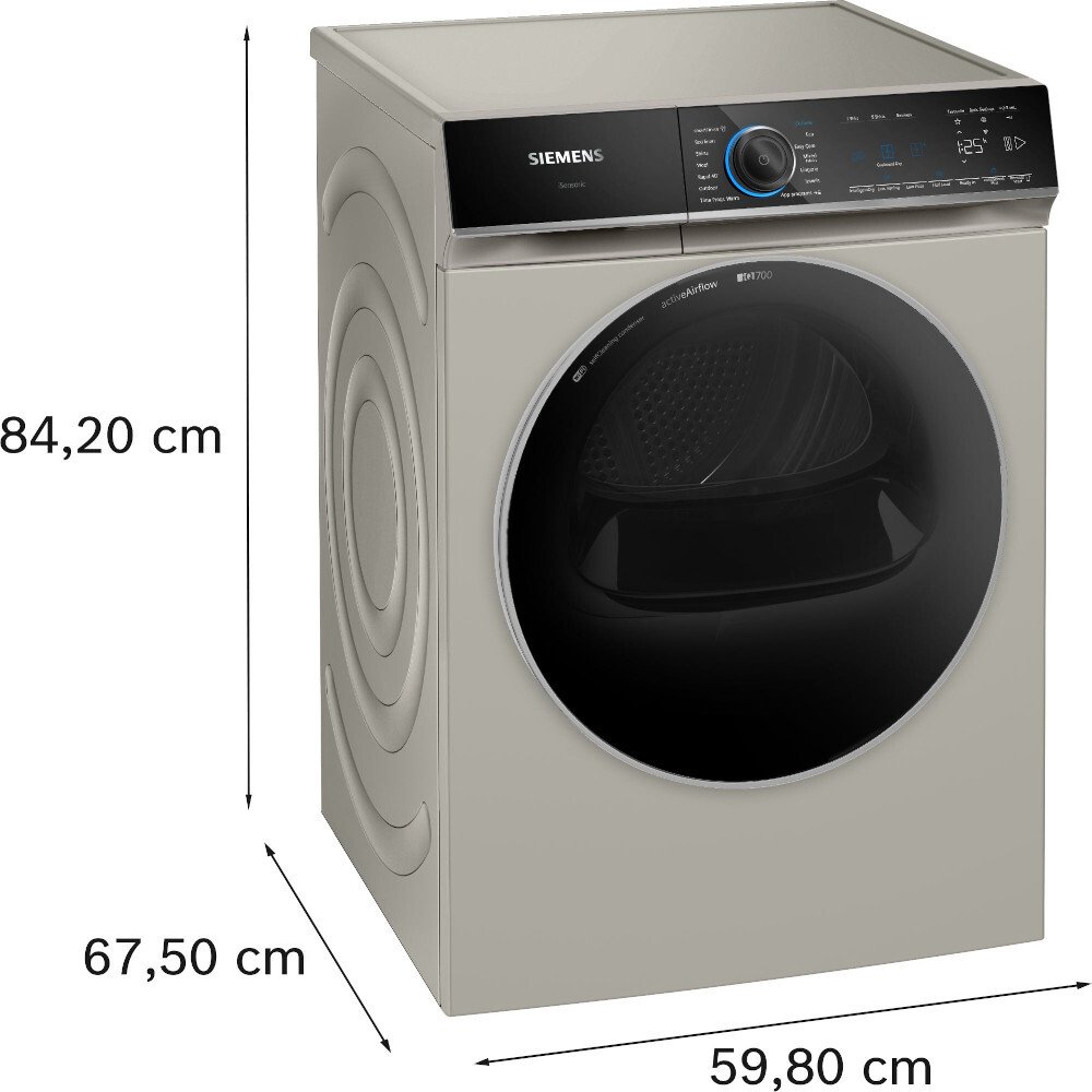 Siemens WR47B2CSGB iQ700 Heat Pump Tumble Dryer, 9kg, Silver, A+++ Rated