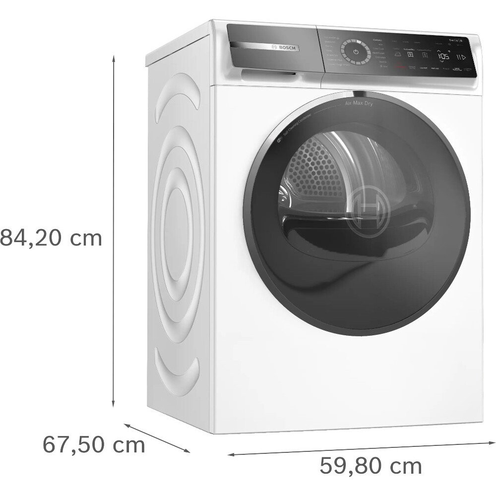 Bosch WRB247C9GB Series 8 Heat Pump Tumble Dryer, 9kg, White, A Rated