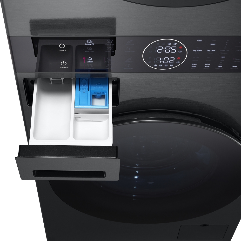 LG WT1210BBTN1 Washer Dryer, 12kg/10kg, 1400 Spin, Black, A Rated