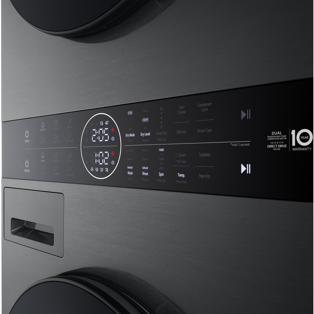 LG WT1210BBTN1 Washer Dryer, 12kg/10kg, 1400 Spin, Black, A Rated