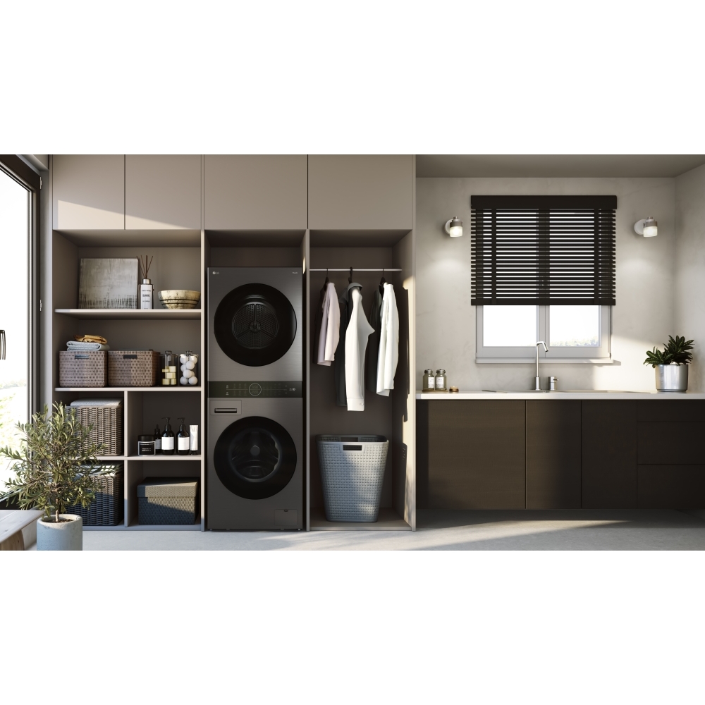 LG WT1210BBTN1 Washer Dryer, 12kg/10kg, 1400 Spin, Black, A Rated