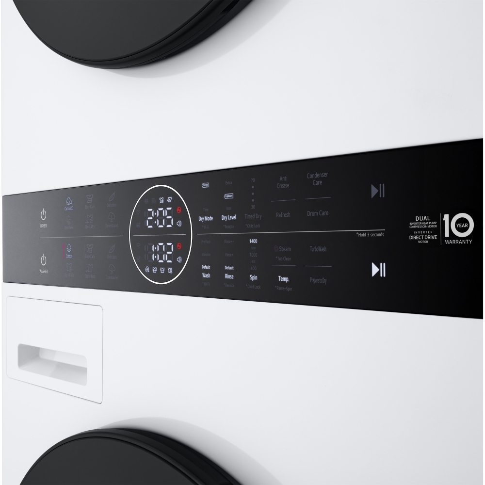 LG WT1210WWF Washer Dryer, 12kg/10kg, 1400 Spin, White, A Rated