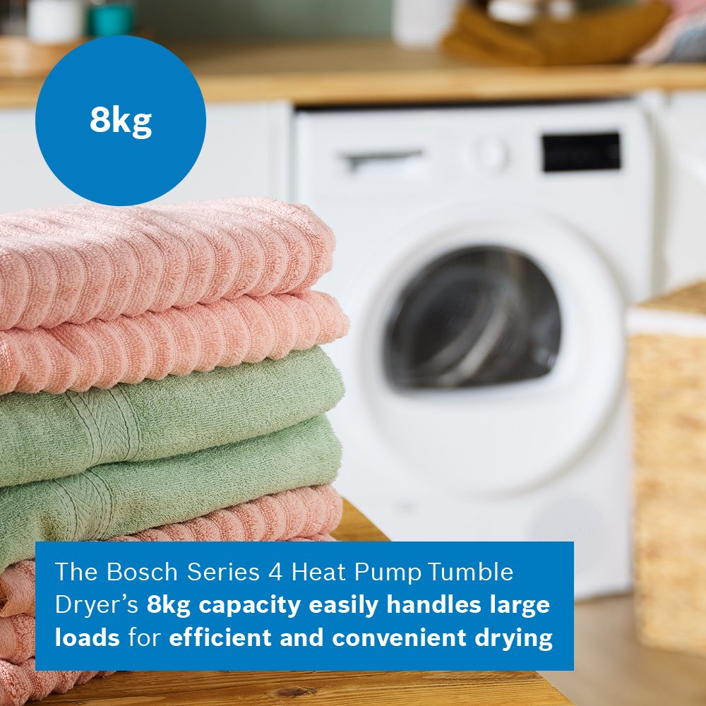 Bosch WTH85225GB Series 4 Heat Pump Tumble Dryer, 8kg, White, A++ Rated