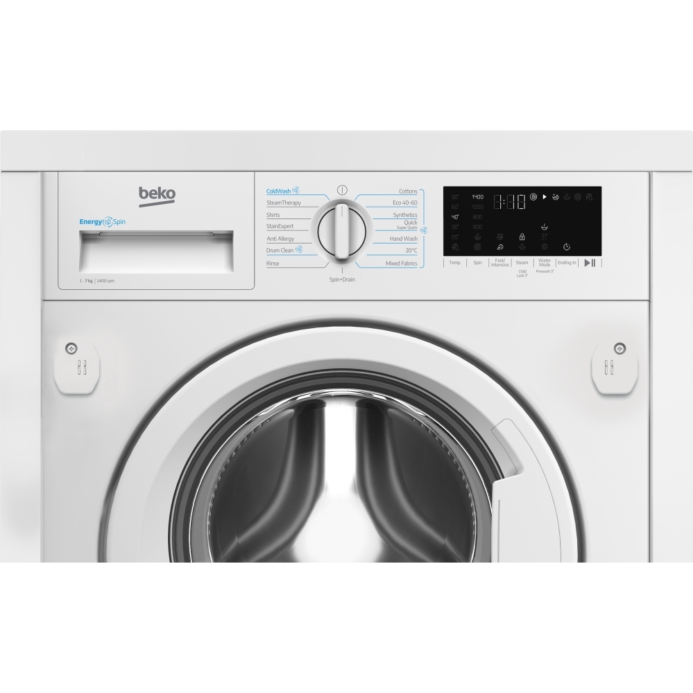 Beko WTIK741511 Integrated Washing Machine, 7kg, 1400 Spin, White, A Rated