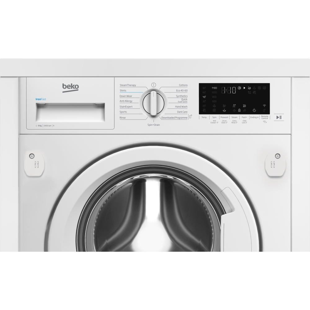 Beko WTIK94121F Integrated Washing Machine, 9kg, 1400 Spin, White, A ...