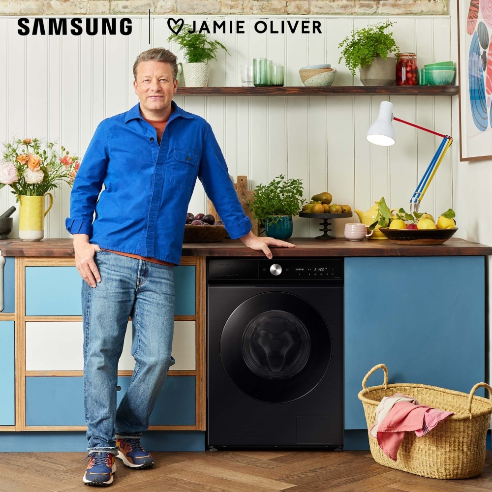 Samsung WW90DB8U95GBU1 Bespoke Series 8 AI Energy, QuickDrive, WiFi-enabled Washing Machine, 9kg, 1400 Spin, Black, A Rated