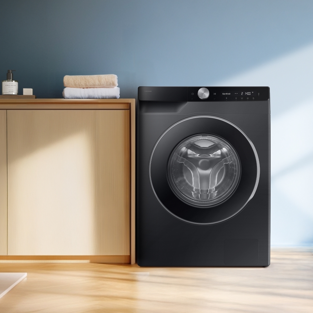 Samsung WW90DG6U85LBU1 Series 6 AI Energy Washing Machine, 9kg, 1400 Spin, Black, A Rated