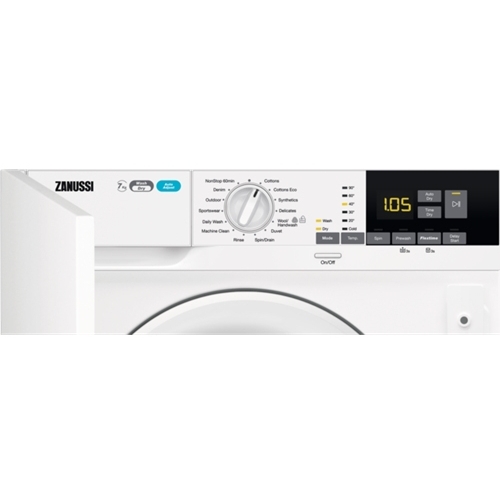 Zanussi Z716WT83BI Integrated Washer Dryer, 7kg, 1600 Spin, White, D