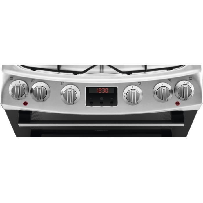 Zanussi ZCK66350XA Dual Fuel Cooker with Double Oven, Stainless Steel