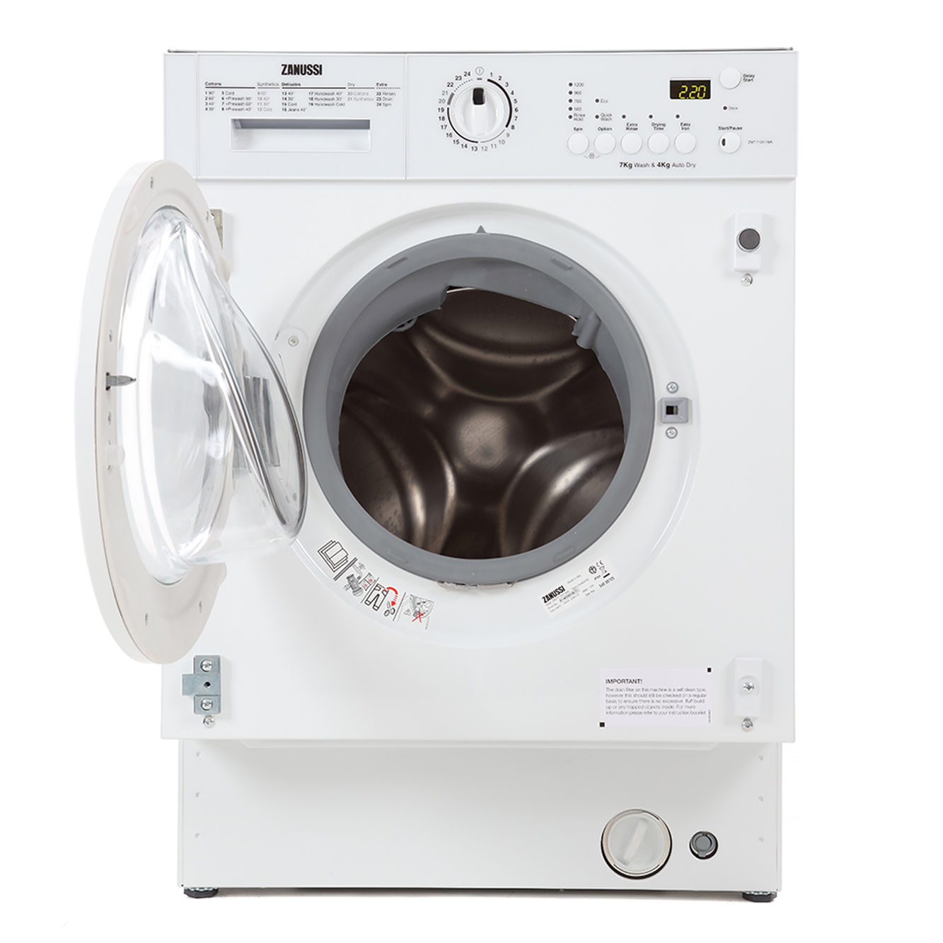 Buy Zanussi ZWT71201WA Integrated Washer Dryer White Marks Electrical