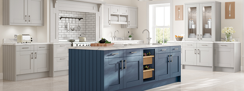 Painted Shaker bleached stone with midnight blue