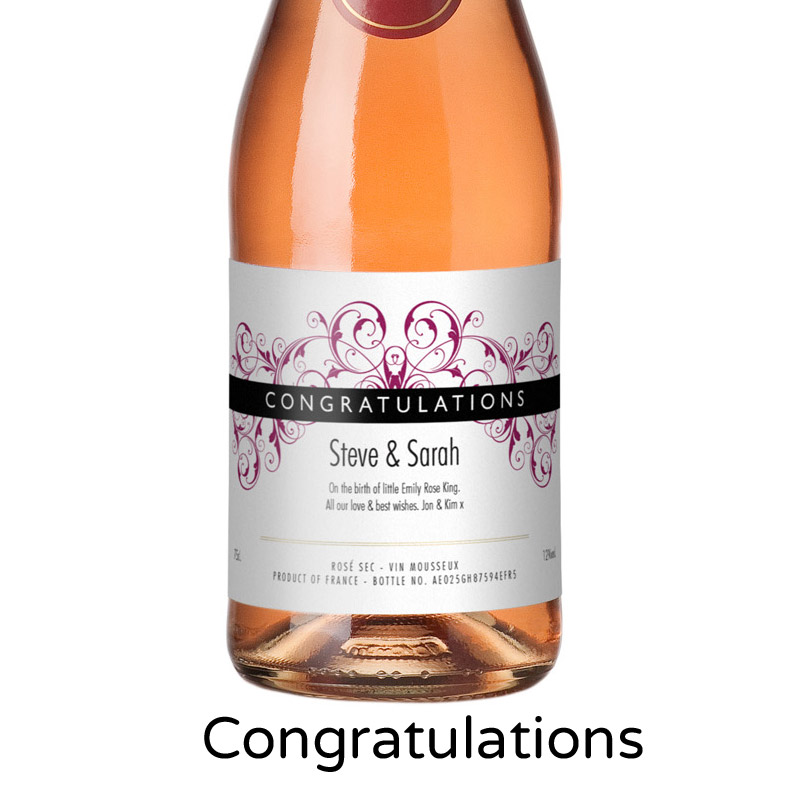 Personalised Sparkling Rose Wine Buy from