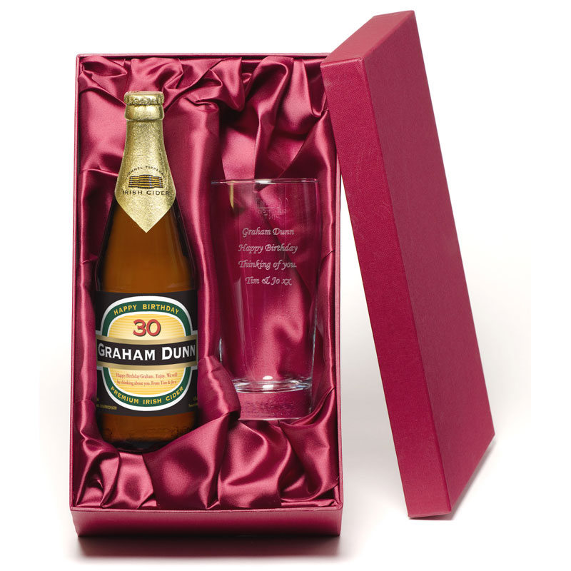 Personalised Birthday Cider and Glass Gift Set