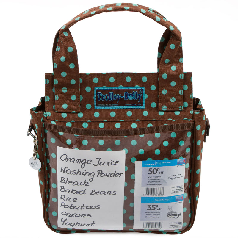 Trolley Dolly Eco Shopping Bag Mini Dot Turquoise and Chocolate Buy