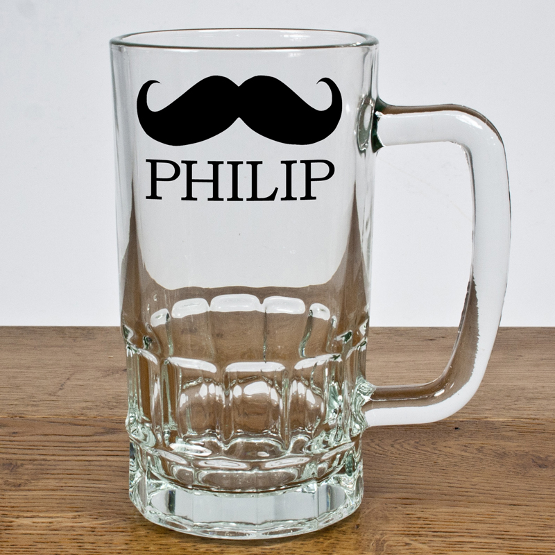 Personalised Moustache Pint Glass