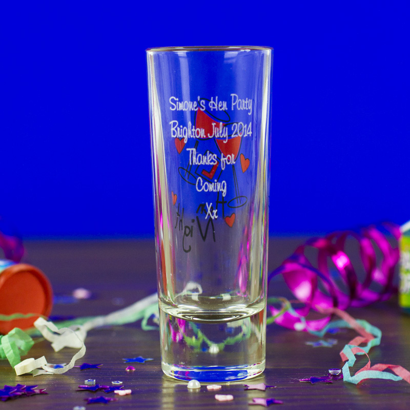 Personalised Hen Party Shot Glasses Buy from
