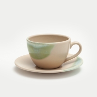 Cappuccino kop en schotel - naturel met dip