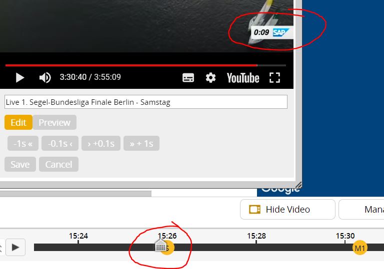 Figure 3: Synchronize the tracked race with the Live-Stream
