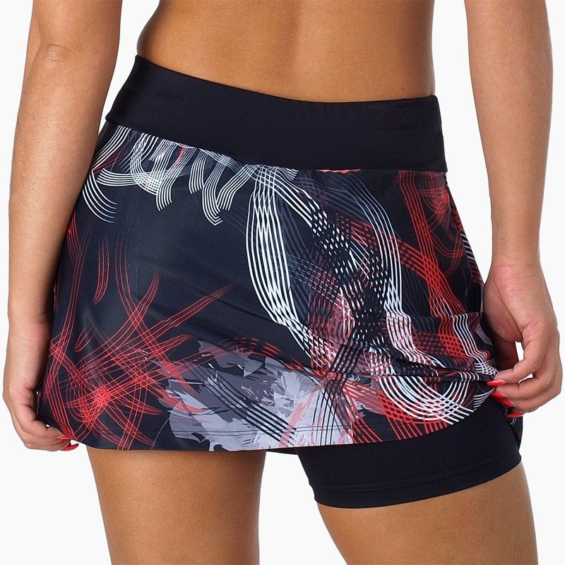 Zyra Red Spiral Fitness Skort