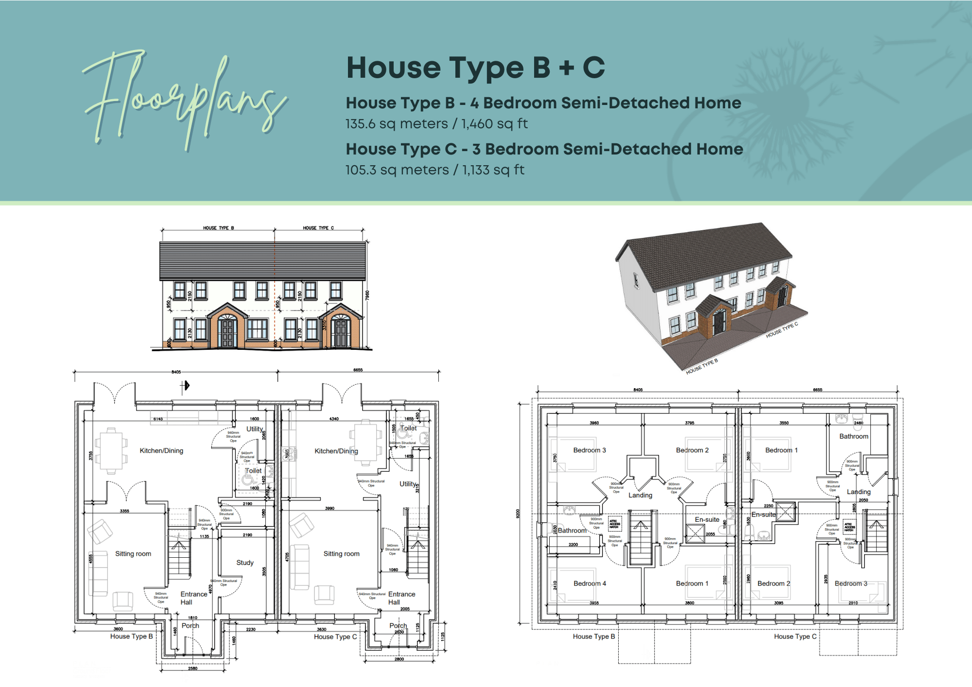 House Type C 3 Bedroom Semi, Clochán, House Type C 3 Bedroom Semi