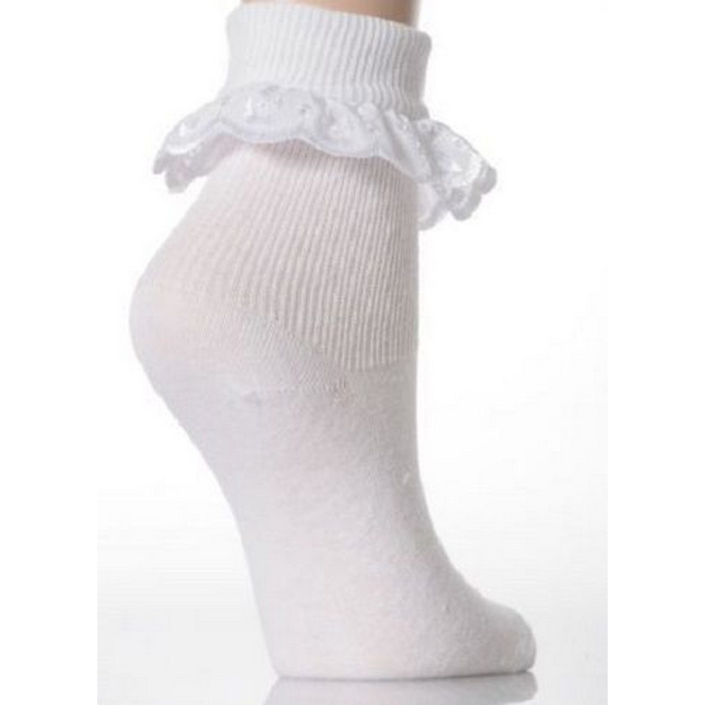 Baby Girls Cotton Rich Ankle Socks With Frill Trim Pack Of 3 BABY1158