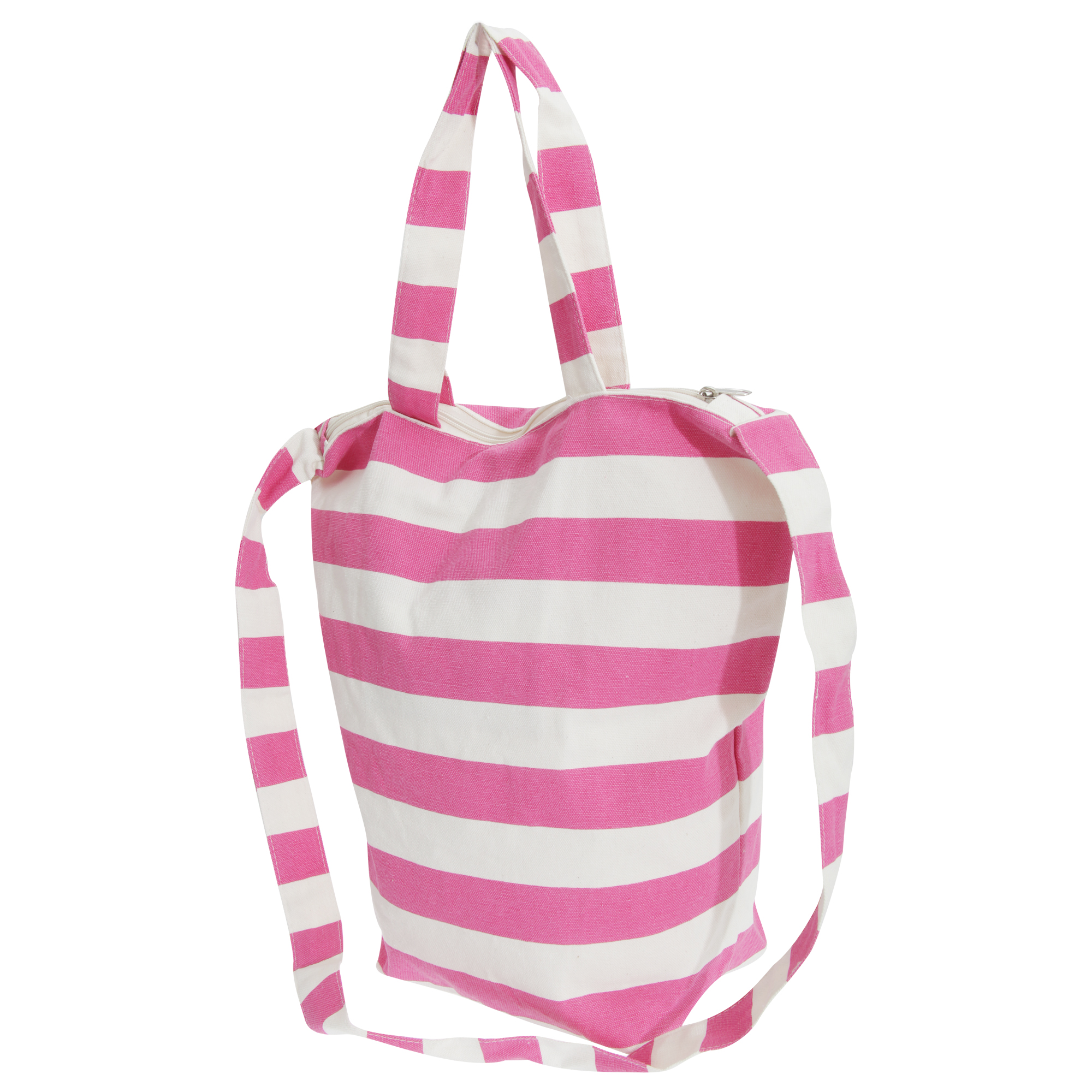 FLOSO Womens/Ladies Striped Summer Handbag With Shoulder Strap (One Size) (White/Pink) FLOSO Womens/Ladies Striped Summer Handbag With Shoulder Strap (One Size) (White/Pink)