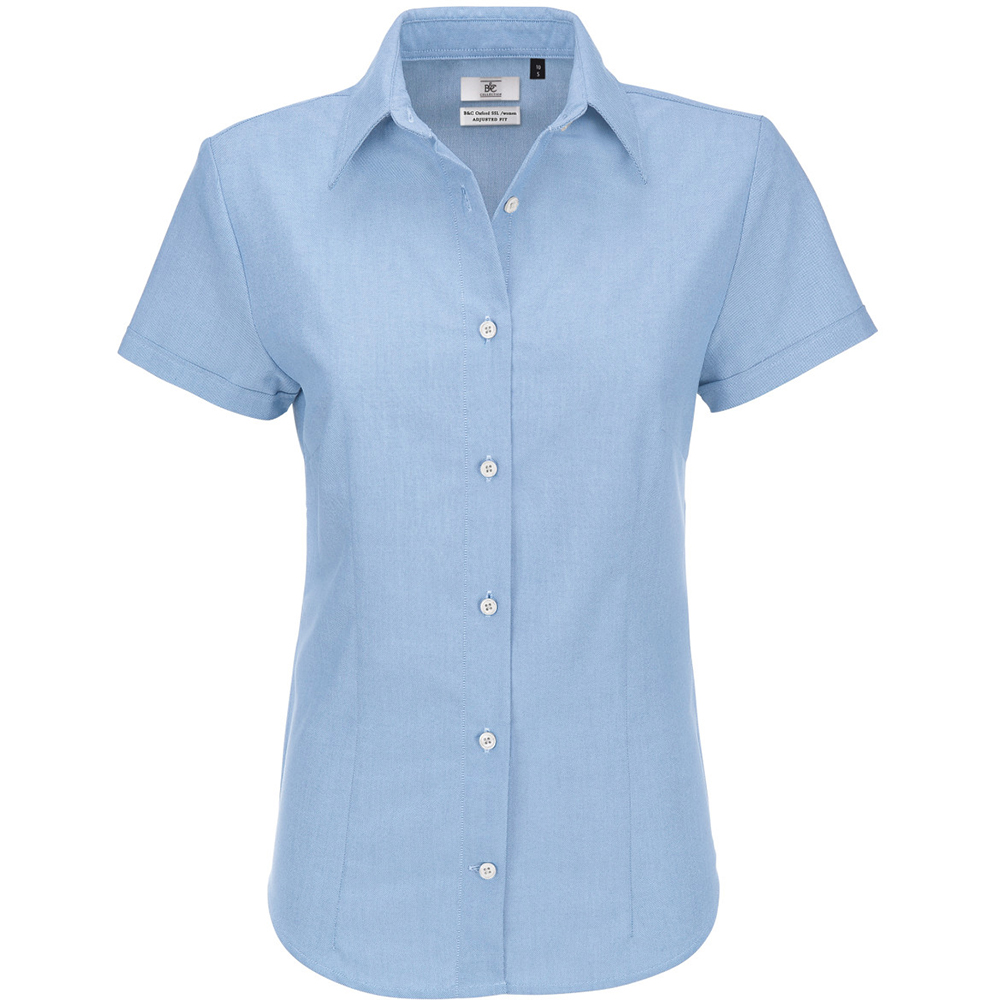 B&C Ladies Oxford Short Sleeve Shirt / Ladies Shirts (5XL) (Blue Chip)