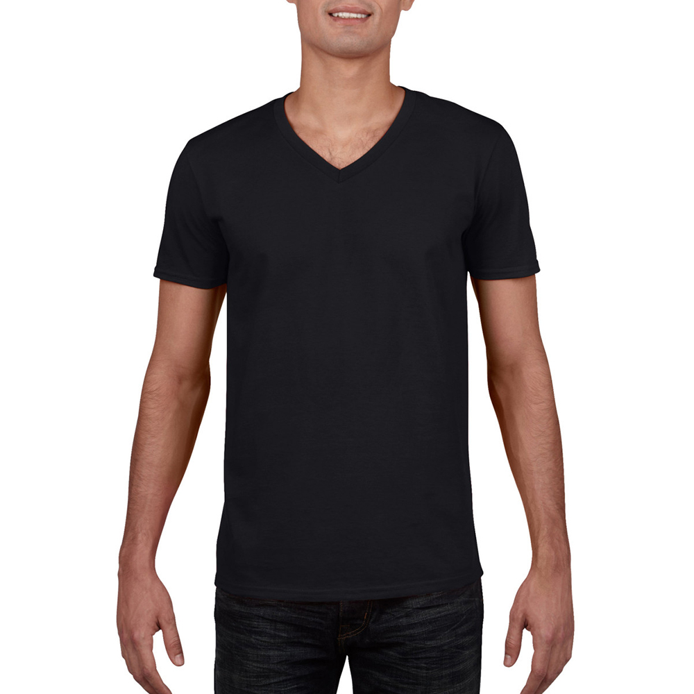 64V00 Pack3 Gildan Men/'s Soft Style V-Neck Double-Needle Short Sleeve T-Shirt