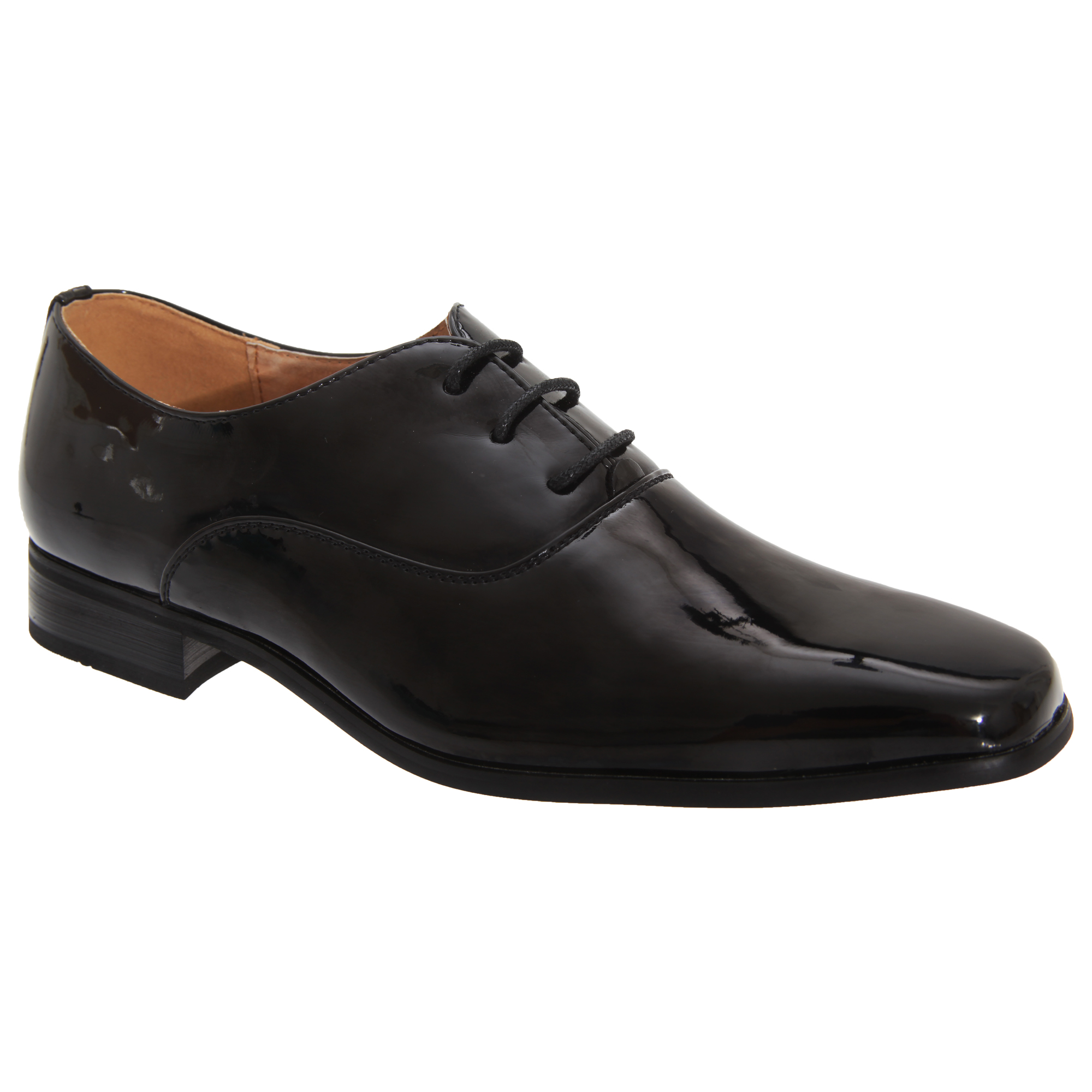 Goor Older Boys Patent Leather Lace-Up Oxford Tie Dress Shoes (5 UK) (Black Patent)