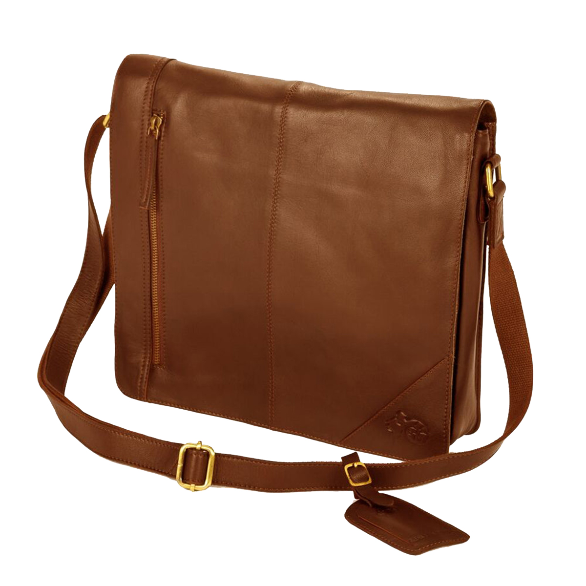 Eastern Counties Leather Wide Messenger Bag (One size) (Tan) Eastern Counties Leather Wide Messenger Bag (One size) (Tan)