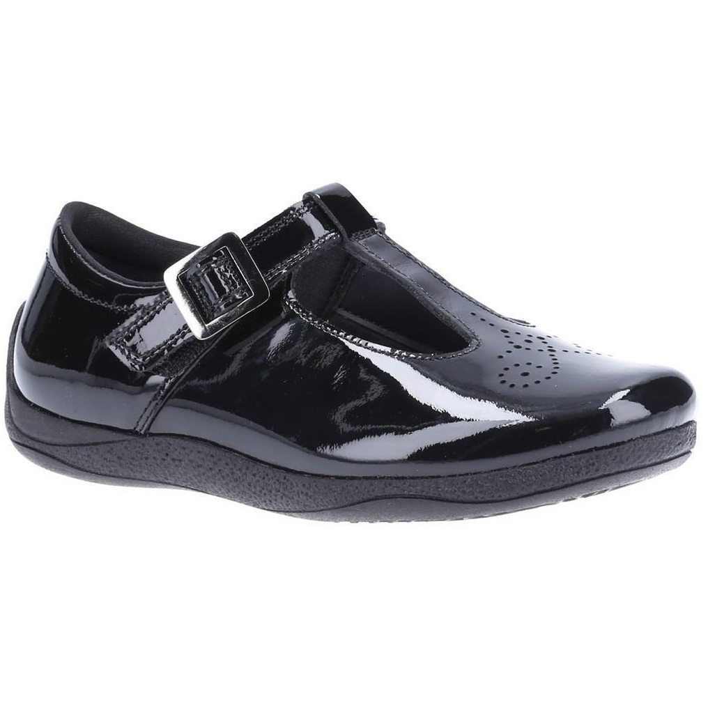 Hush Puppies Girls Eliza Patent Leather School Shoes (1 UK) (Black Patent)