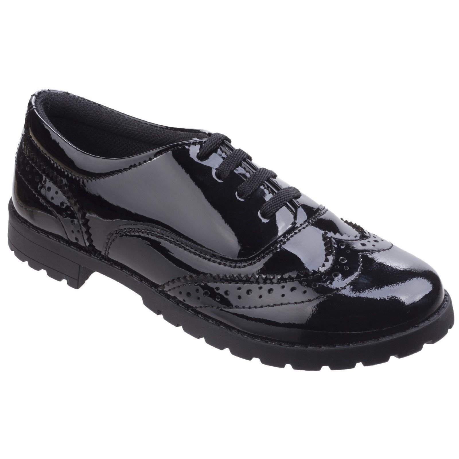 Hush Puppies Girls Eadie Patent Leather School Shoes (10 UK Child) (Black)