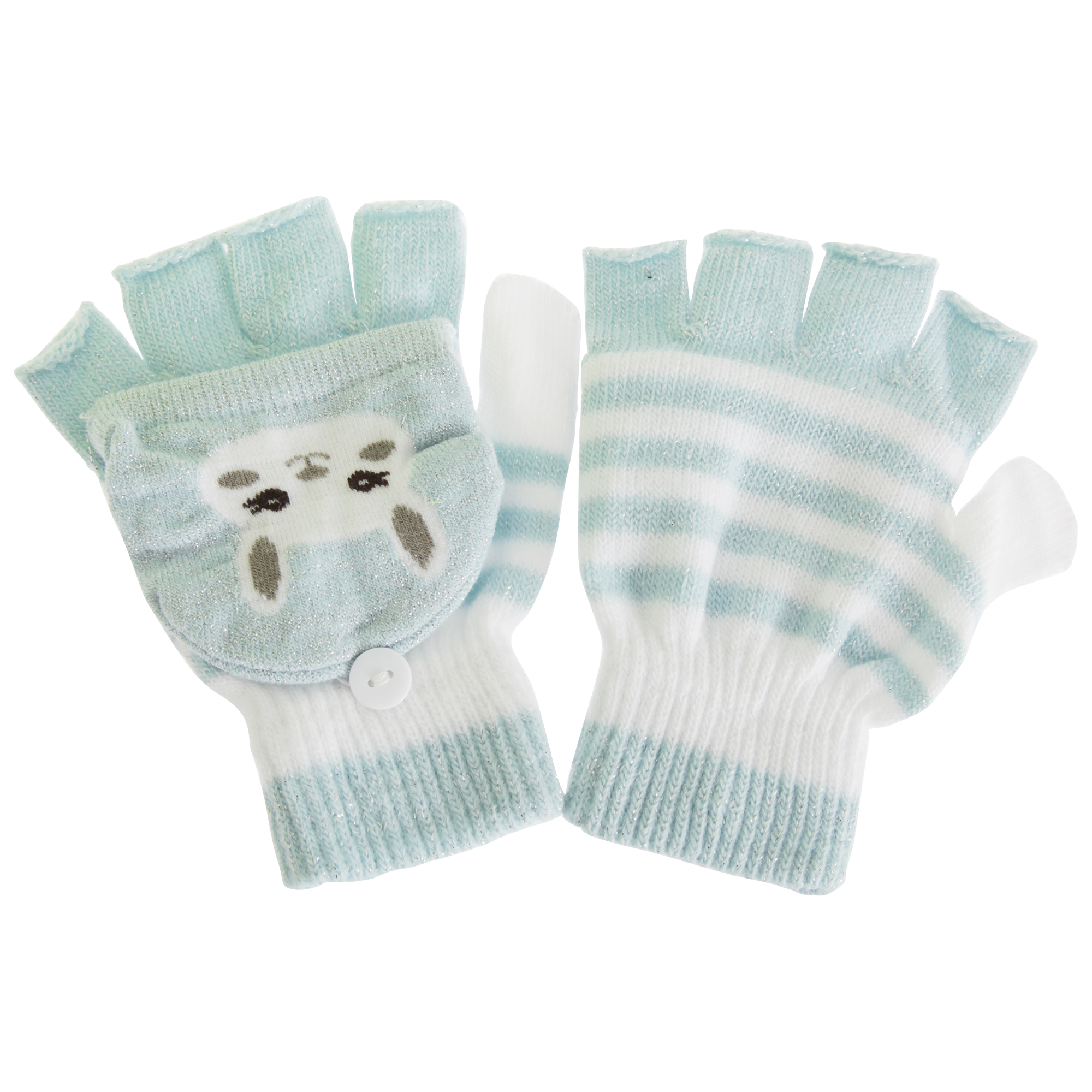 1 Pair Childrens//Kids Cat Striped Gloves//Mittens With Glitter GL597