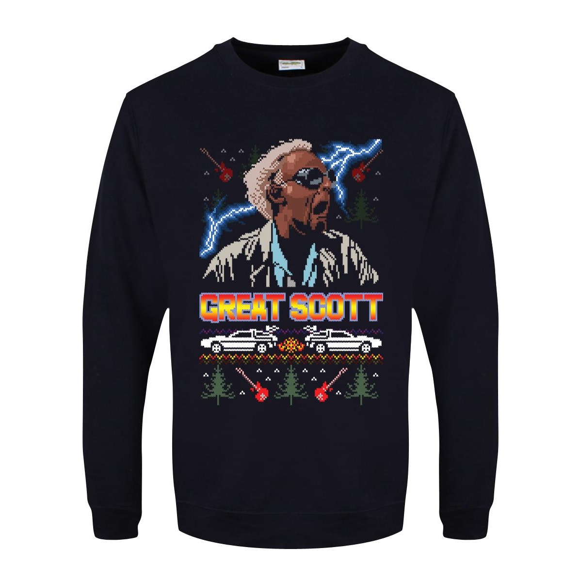 Grindstore Mens Great Scott Christmas Jumper (XXL) (Navy Blue)