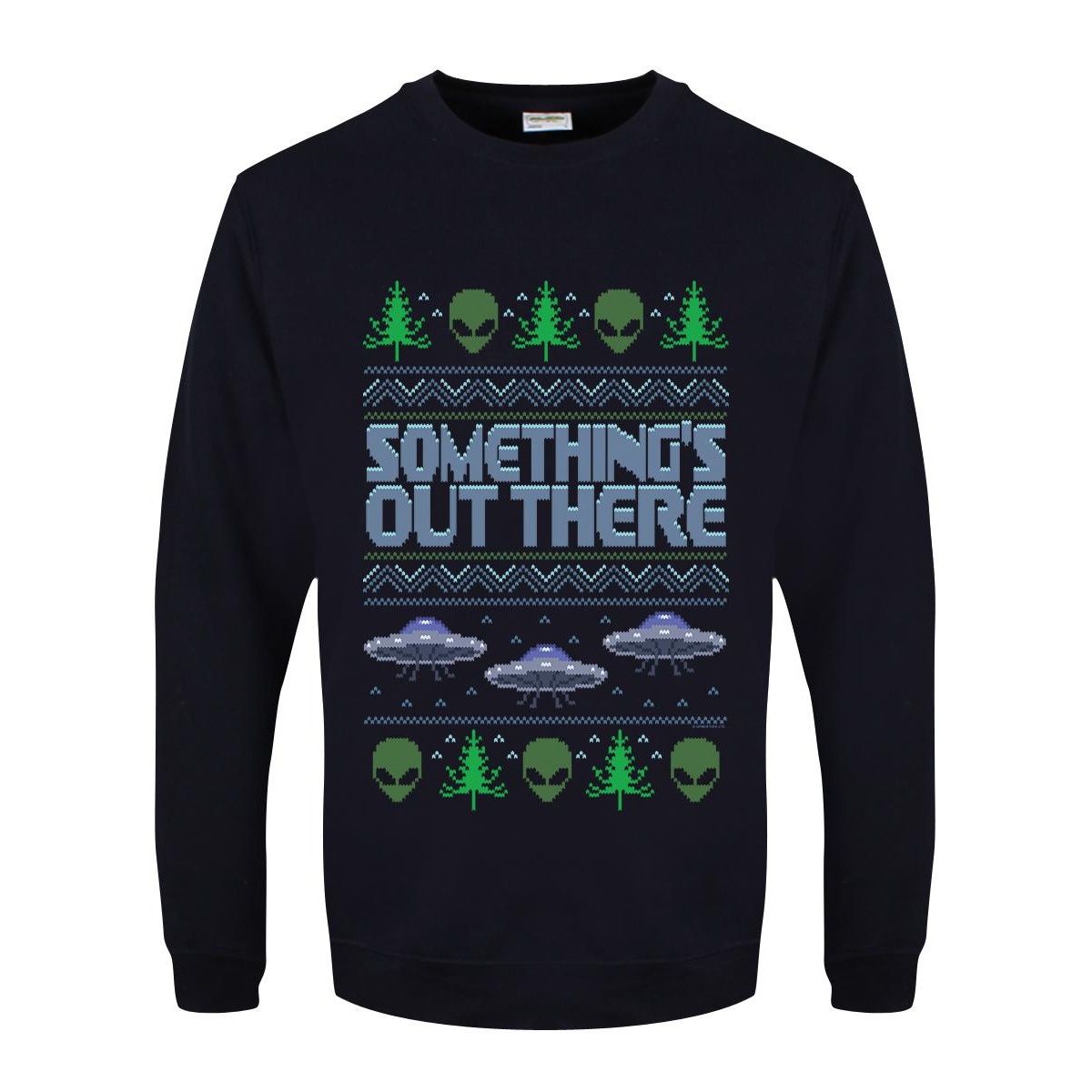 Grindstore Mens Something`s Out There Christmas Jumper (XXL) (Navy)