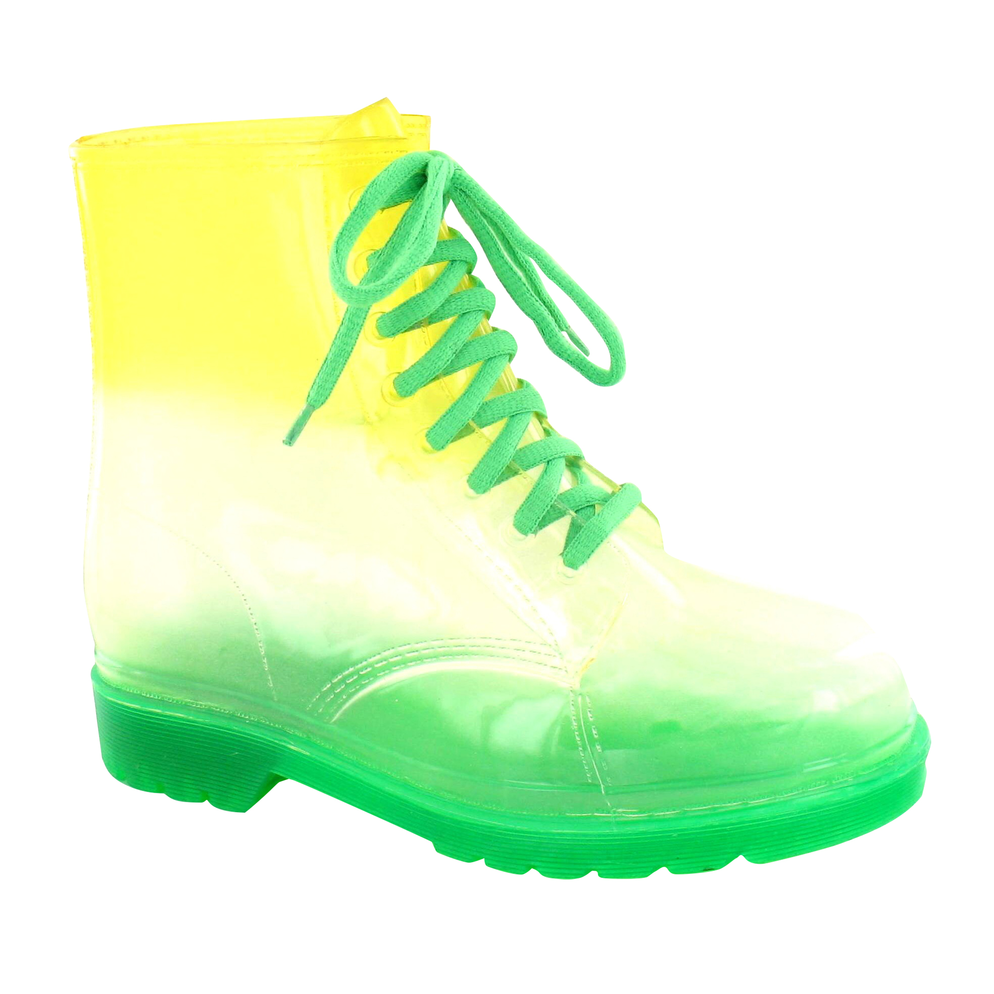 Girls Spot On Gradiant Transparent Lace Up Welly Boot