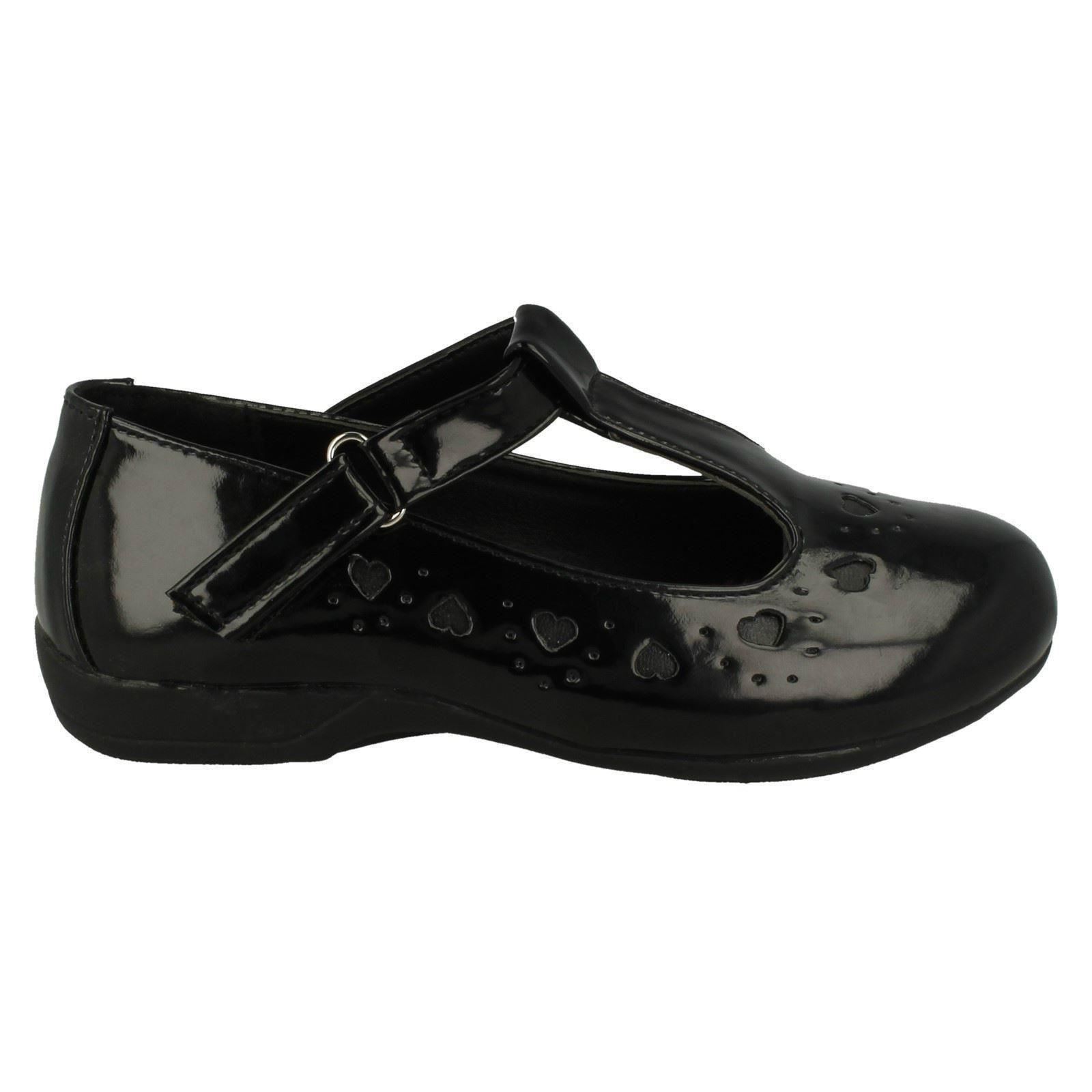 Girls Spot On Heart Detail T-Bar School /'Shoes/'
