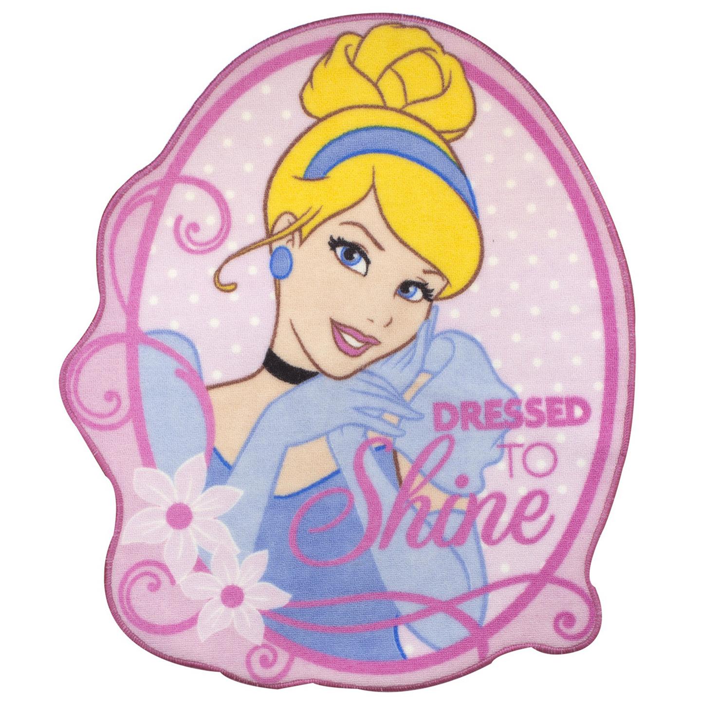KR180 Disney Princess Childrens Girls Cinderella Sparkle Bedroom Floor Rug